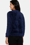 Zivame Fur Knit Poly Sweatshirt - Medieval Blue — thumbnail 3